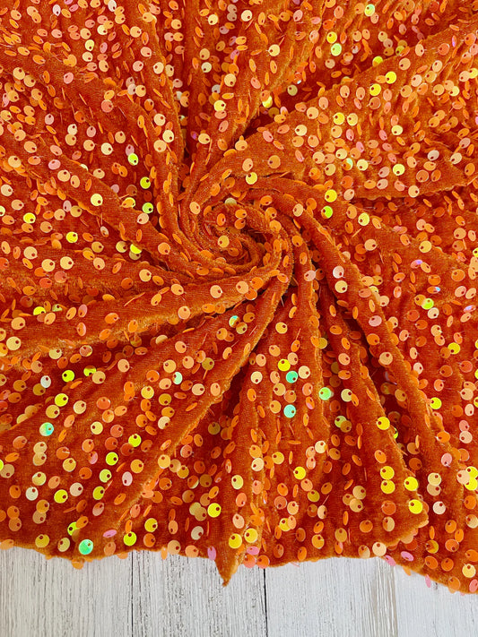 Orange Velvet Sequin
