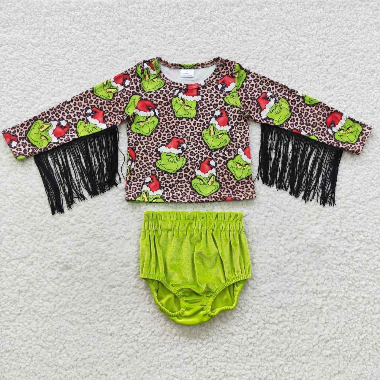 Green Fringe Bummie Set