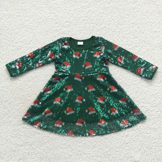 Green Santa Hat Sequin Dress