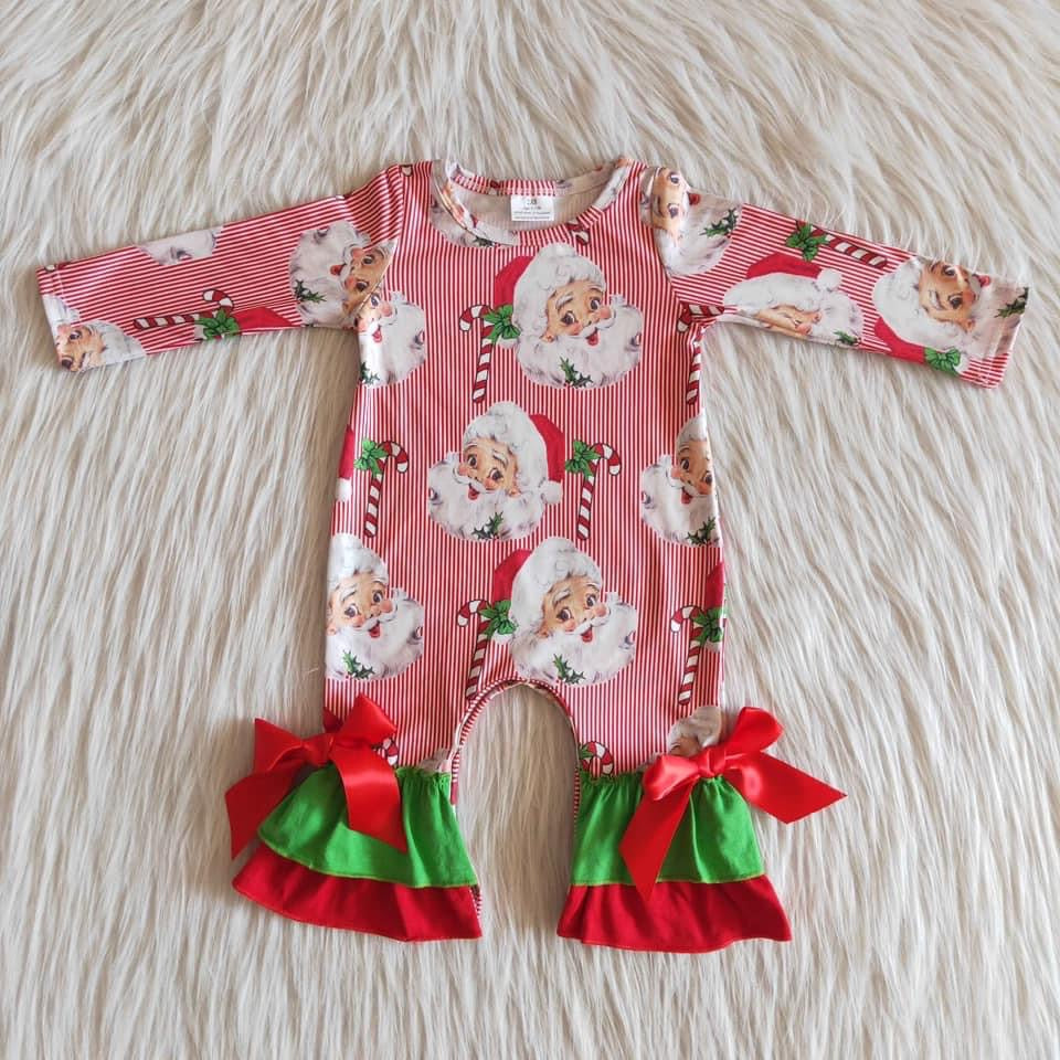 Red Stripe Vintage Santa Romper