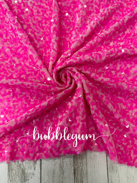 Bubble Gum Pink Velvet Sequin
