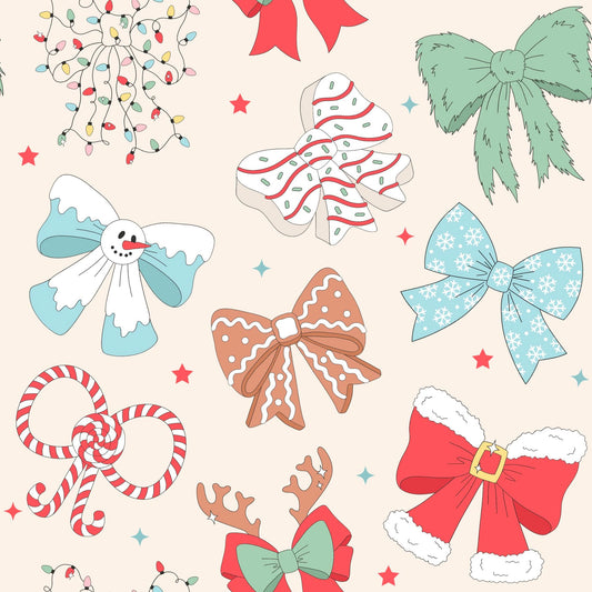 Christmas Bows Sparkle Spandex