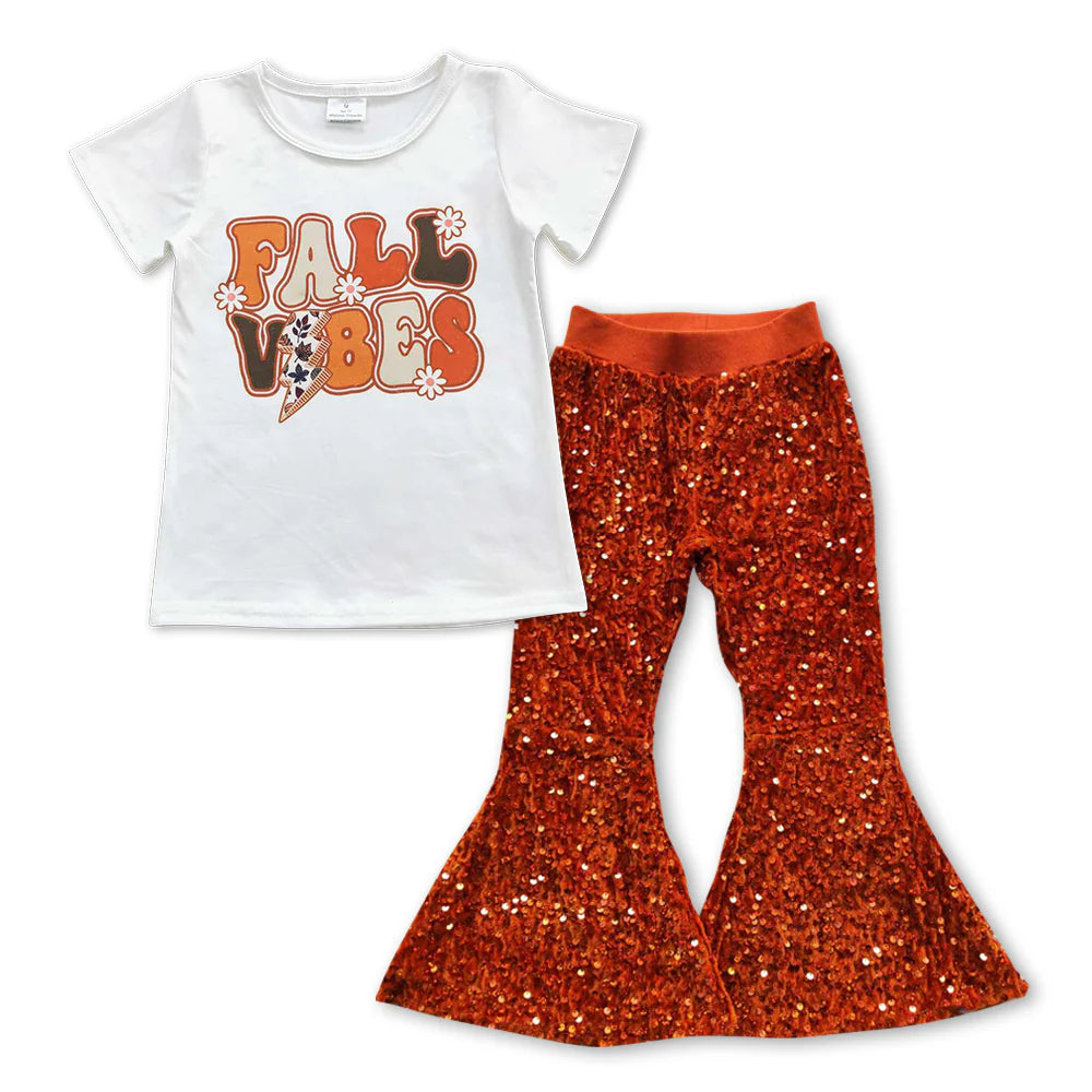 Fall Vibes Orange Sequin Set