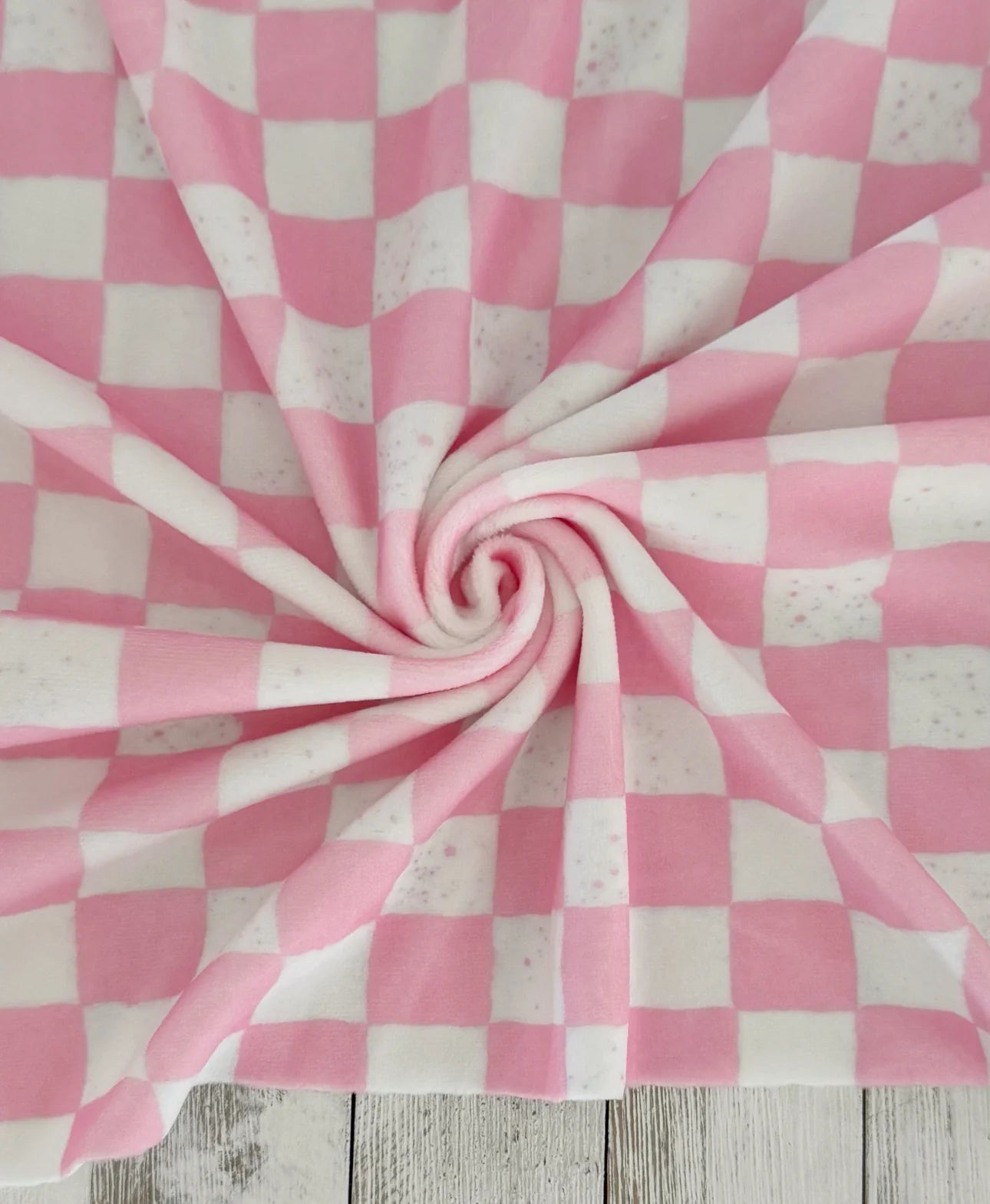 Pink Checkered -Plushy Velvet