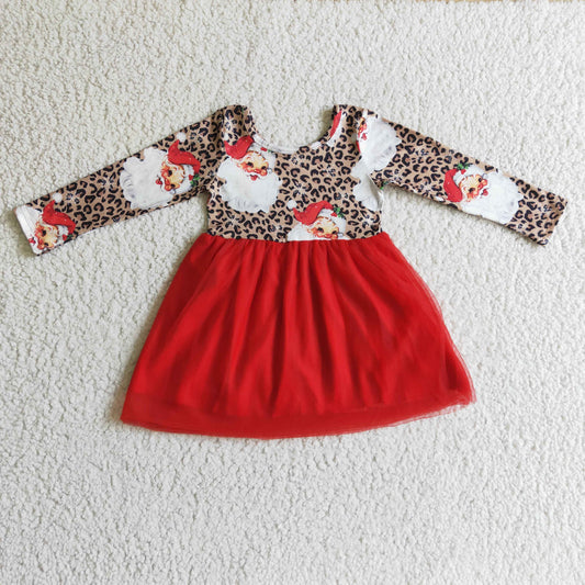 Red Leopard Santa Tulle Dress