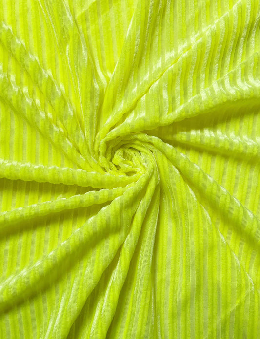 Neon Yellow Ribbed Velvet