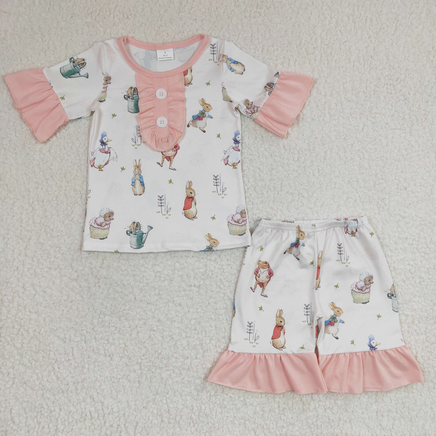 Rabbit Garden Short Set-Pink