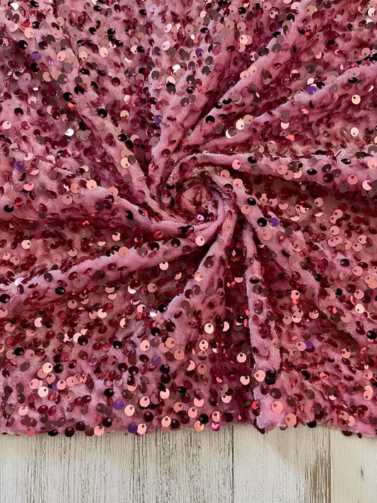 Rose Pink Velvet Sequin