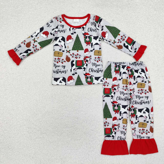 Moo-ey Christmas Ruffle Pajamas