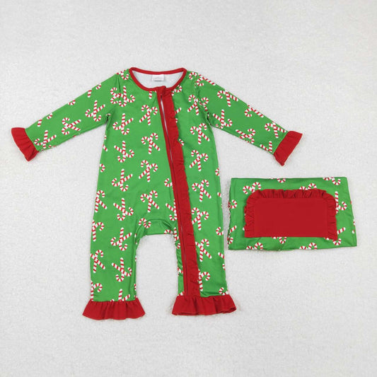 Green Candy Cane Zippie (Ruffle)