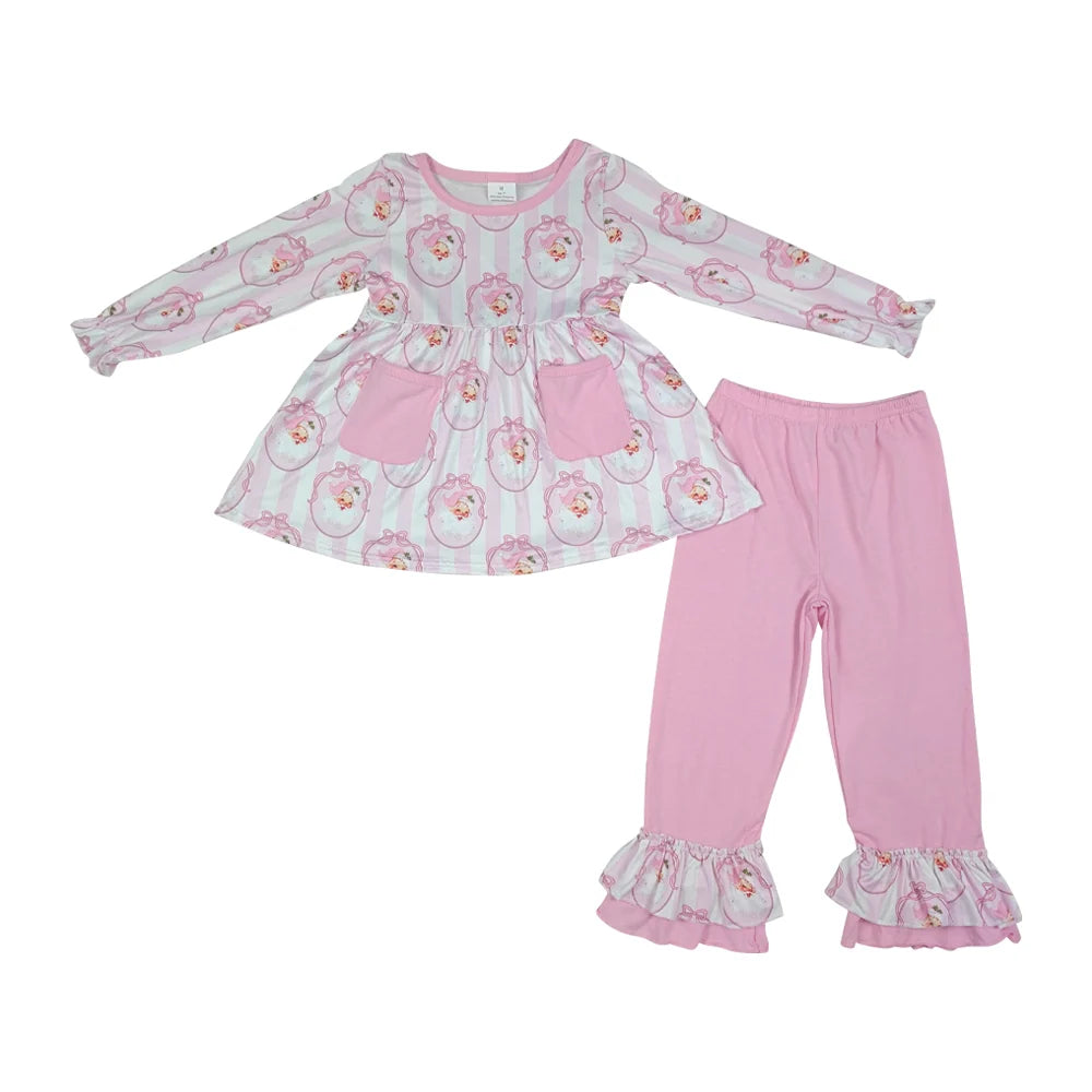 Pink Stripe Santa Pant Set